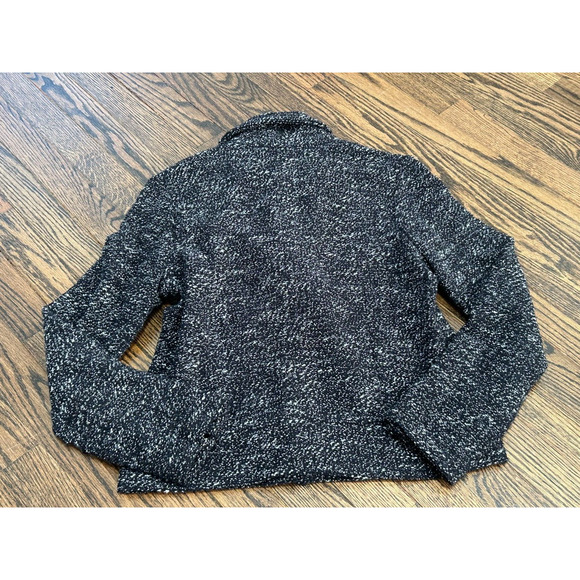 J.Crew Tweed Boucle Marled Motorcycle Jacket Zipper Sleeves in Navy Blue Size 6 - Picture 2 of 11